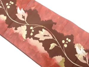 アンティーク　霞に草葉模様織り出し袋帯（材料）